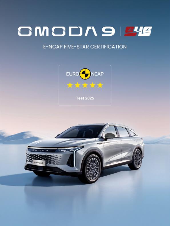 El OMODA 9 SHS obtiene las cinco estrellas en las pruebas de seguridad Euro NCAP